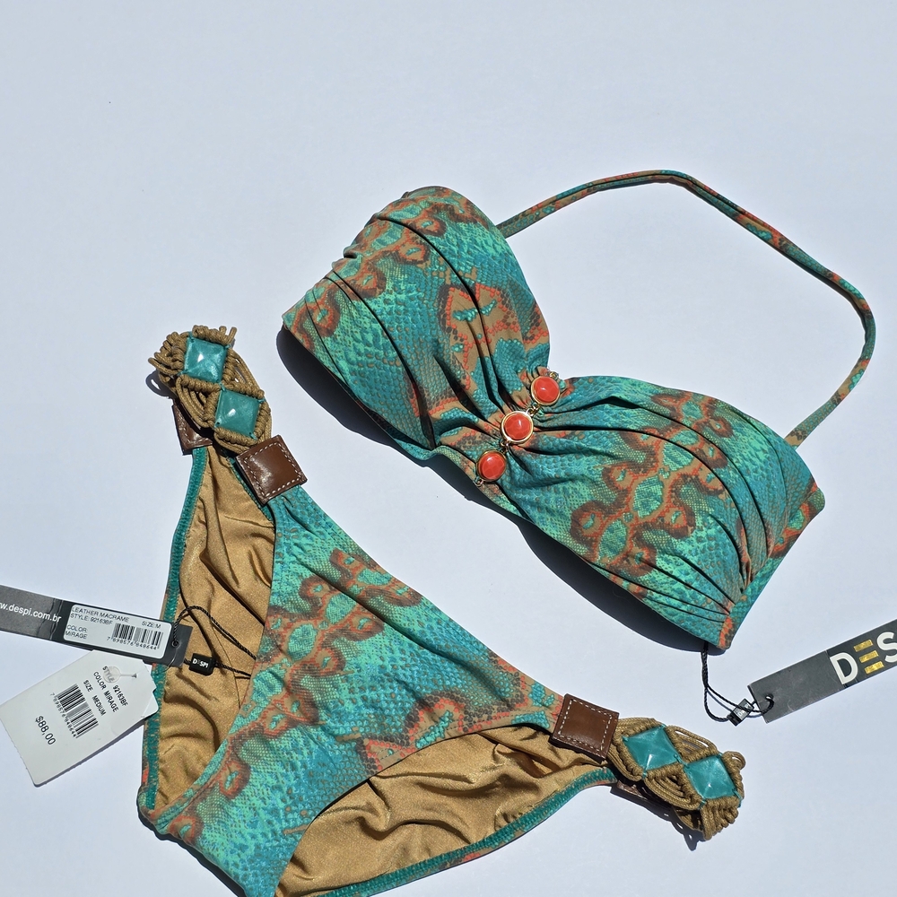 Despi Green and Brown Classic Bikini S/M - Picture 2 of 4